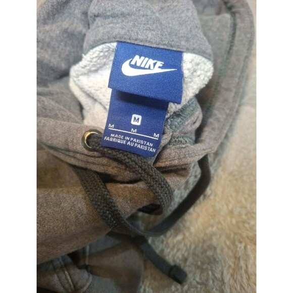 Nike Hoodie Mens Medium Grey Club Fleece Long Sleeve Sportswear Gray 804346-071 - Picture 3 of 11
